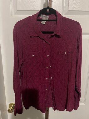Wrangler Burgundy Paisley Western Shirt